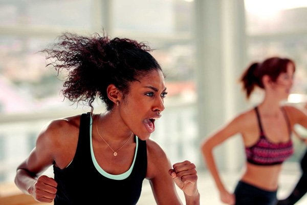 woman doing intense workout