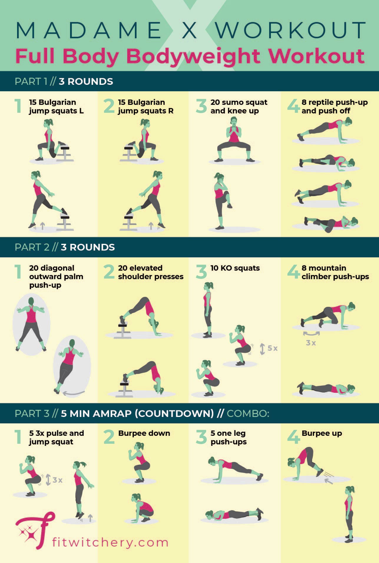 Mme. X Workout | Full-Body Bodyweight Workout ⋆ Fitwitchery