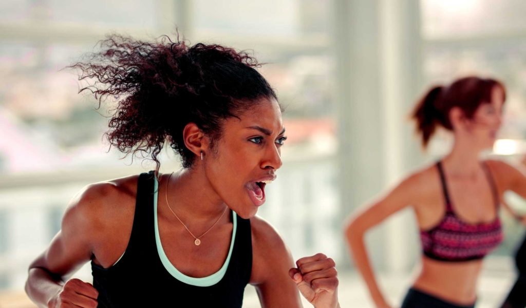 woman doing intense workout